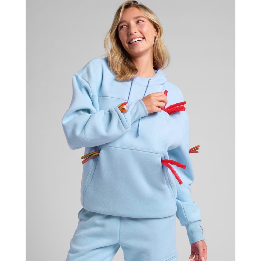 Comfrt Snak Hoodie Baby Blue Oversized Multi Pocket Sweatshirt CT087 Medium NEW
